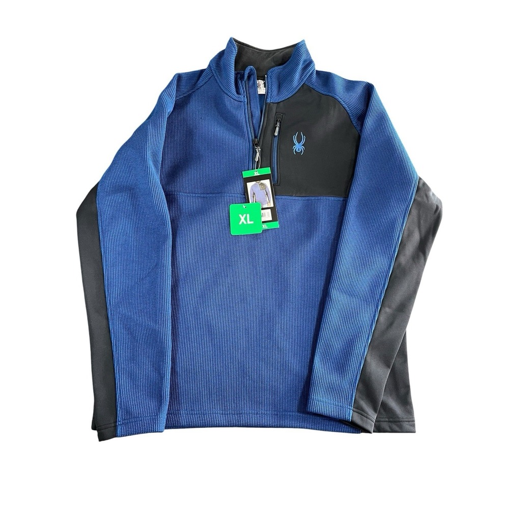 Spyder Men's Half Zip Sweater Gait Knit Pullover Jacket XL Blue New With Tag